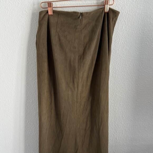 Zara Suede-Like Midi Skirt High Slit Medium - Picture 2 of 8